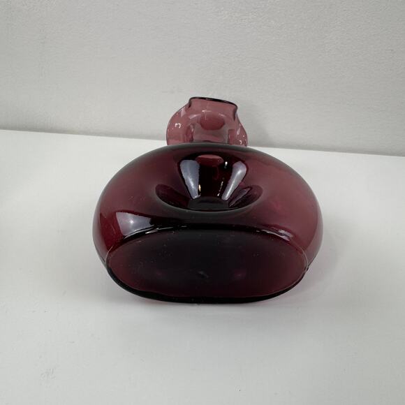 Set 2 Vintage BLENKO Pinched Donut Purple Amethyst Tulip Vase Glass Teardrop MCM - Picture 9 of 12